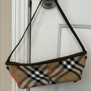 Burberry Classic Check Shoulder Bag in Tan and Black